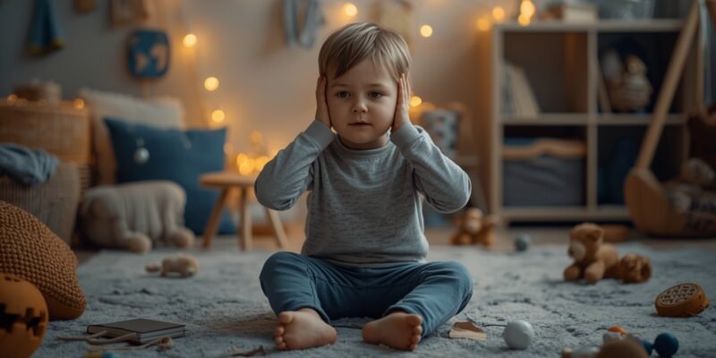Criança com autismo em ambiente sensorialmente acolhedor