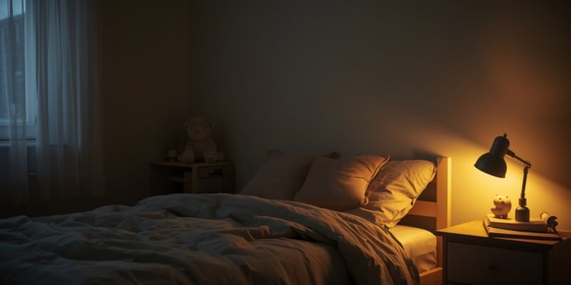 Quarto infantil aconchegante com iluminação suave representando sono tranquilo