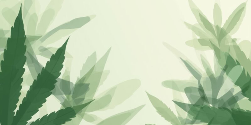 Ilustração científica abstrata em tons de verde, representando o conceito de medicina botânica de forma minimalista e calmante